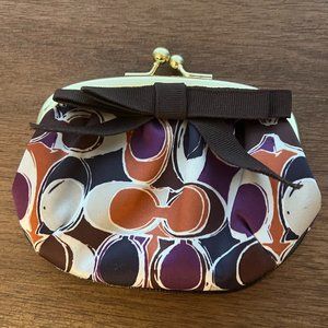 Coach Signature ASHLEY Scarf Print Framed Coin Change Purse